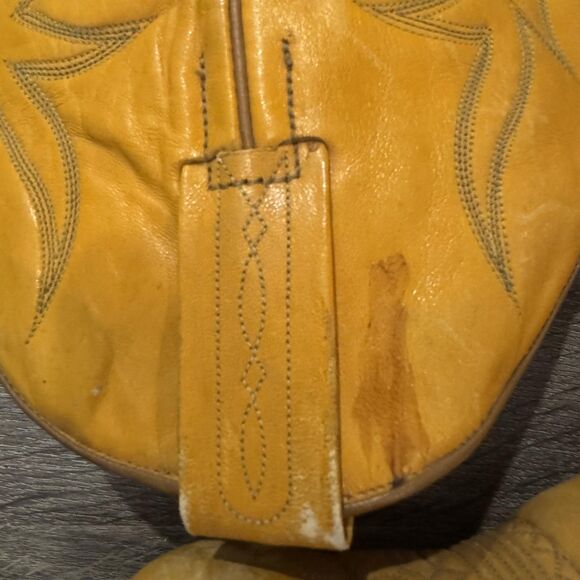 Tony Mora Cowboy Boots Yellow Tall Western Wmns Size 8.5 Stitched Leather 6400 5 - Picture 7 of 12